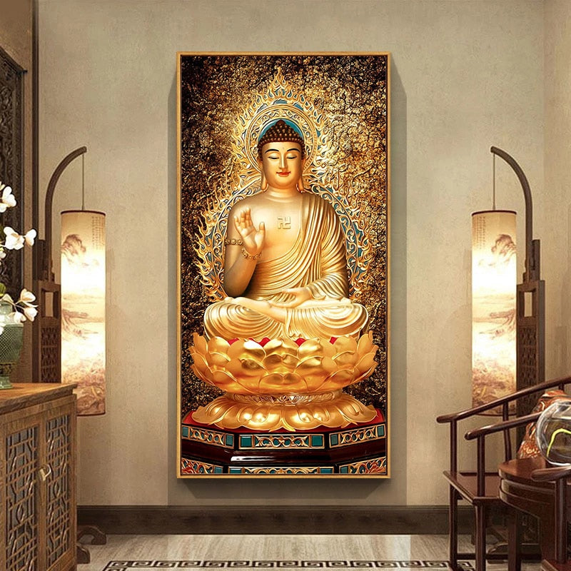 Tableau zen bouddha doré – Le Temple Yogi