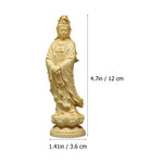 Statue Guanyin Figurine Goddess Sculpture Kuan Quan Buddhism Wooden Mercy Kwan Decoration Shui Feng Wood Statues Compassion