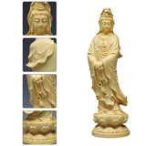 Statue Guanyin Figurine Goddess Sculpture Kuan Quan Buddhism Wooden Mercy Kwan Decoration Shui Feng Wood Statues Compassion