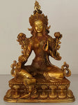 Vintage Buddhism Bronze Green Tara God Godness Kwan-yin Buddha Statue Figurines