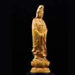 Wood Carving Guanyin Buddha Decorative Figures Statue Chinese Feng Shui Buddha Home Living  Room Office StatueFree Delivery