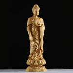 Boxwood Buddha Statue Stand Amitabha Bodhisattva Buddha, Household and Office Decoration, Avalokitesvara, Guanyin Sculpture, 1Pc