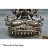 Tibetan Buddhism bronze 4 Arms Chenrezig Tara Kwan-yin Bodhisattva Buddha statue