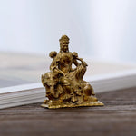 Pure Brass Manjushri Samantabhadra Portable Small Buddha Statue Seated Ornaments Home Decorations Decoration Crafts Decor Garden