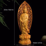 Wooden Figure Buddha Guanyin Bodhisattva Feng Shui Statue Chinese Buddha Statues Home Room, Office Decoration Accessories