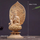 solid wood carving Ruyi six-armed Guanyin Bodhisattva Statue，Wooden hand-carved Buddha statue，Chinese Home Feng Shui Statue 28cm