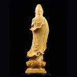 Wood Carving Guanyin Buddha Decorative Figures Statue Chinese Feng Shui Buddha Home Living  Room Office StatueFree Delivery