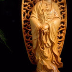 Wooden Figure Buddha Guanyin Bodhisattva Feng Shui Statue Chinese Buddha Statues Home Room, Office Decoration Accessories