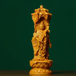 wooden Avalokitesvara Tathagata Buddha Statues figure statue traditional hand carving Home Decor Feng Shui Statue 20cm/7.86 in